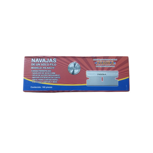 Navaja un solo filo caja con 100pzs