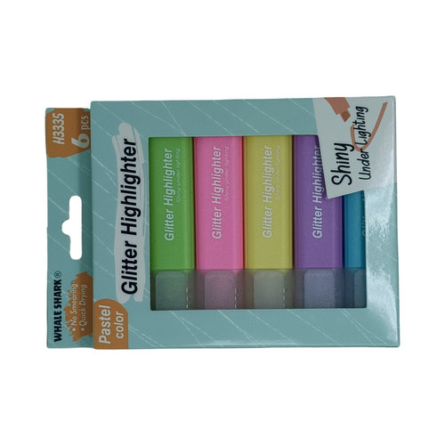 Marcatextos resaltador con brillos 6pzs