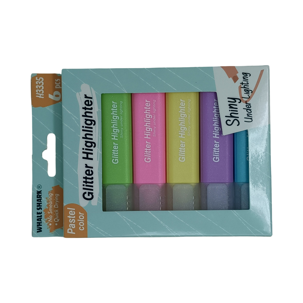 Marcatextos resaltador con brillos 6pzs