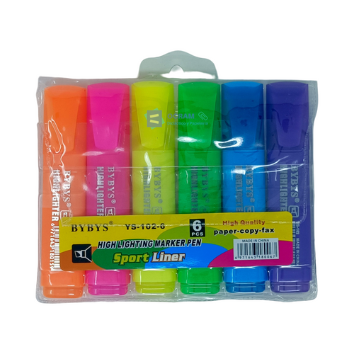 Marcatextos resaltador neon 6pzs